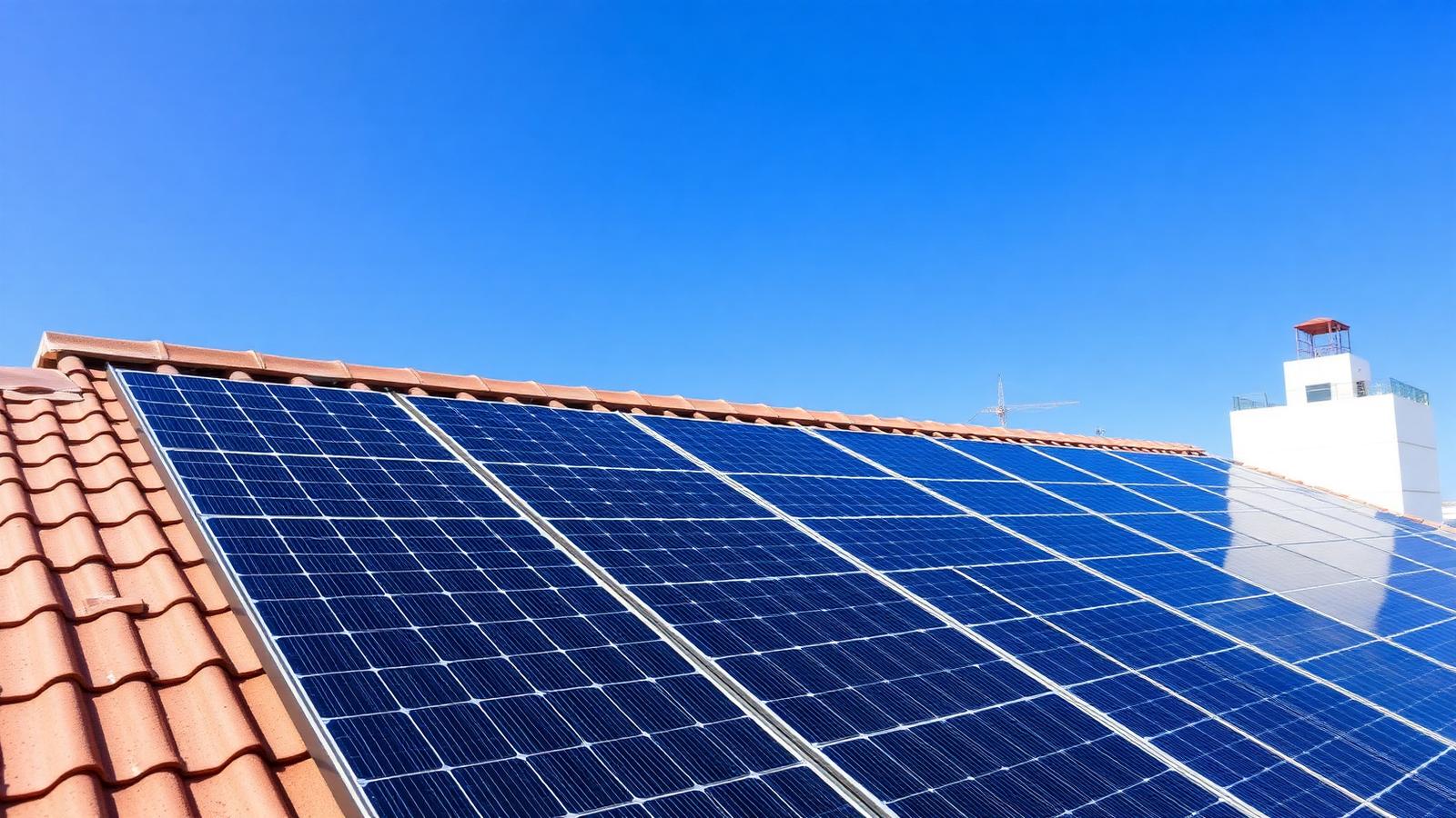 Solar panels installed on rooftop